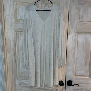 Elegant Cream V-Neck Dress